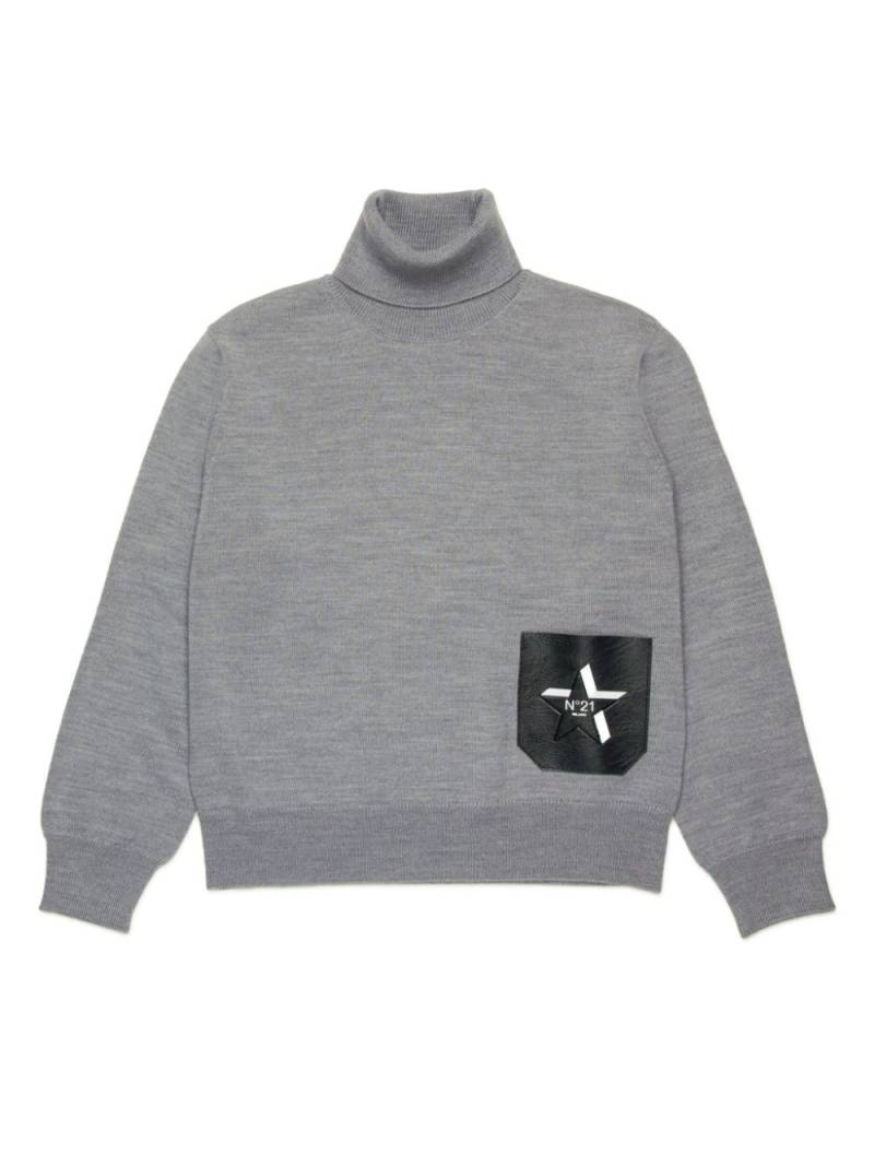 Nº21 Kids logo-appliqué roll-neck jumper - Grey von Nº21 Kids