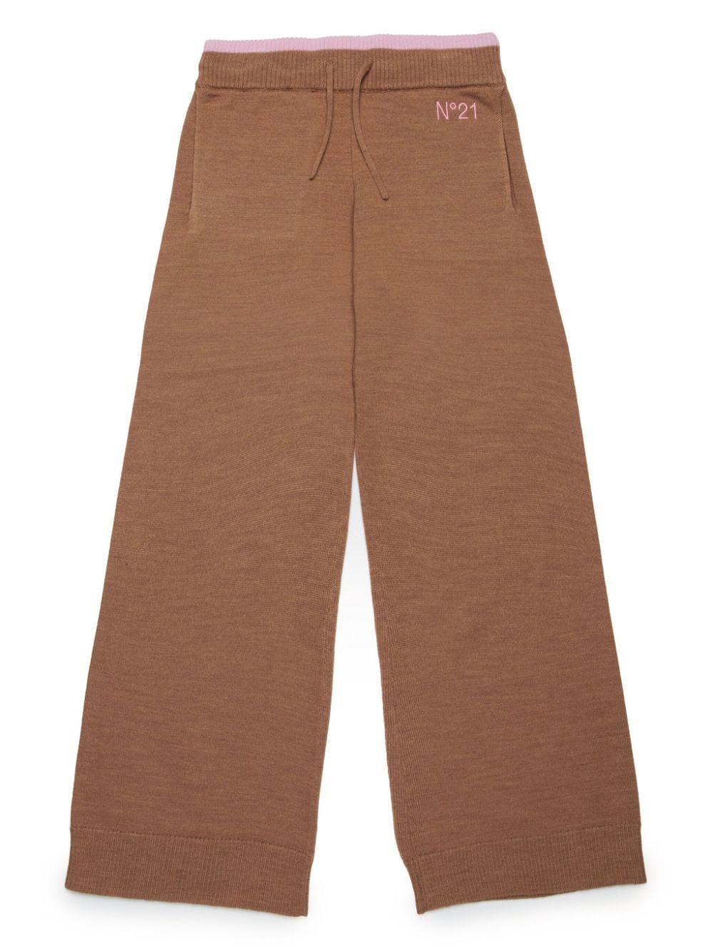 Nº21 Kids logo-embroidered knitted trousers - Neutrals von Nº21 Kids