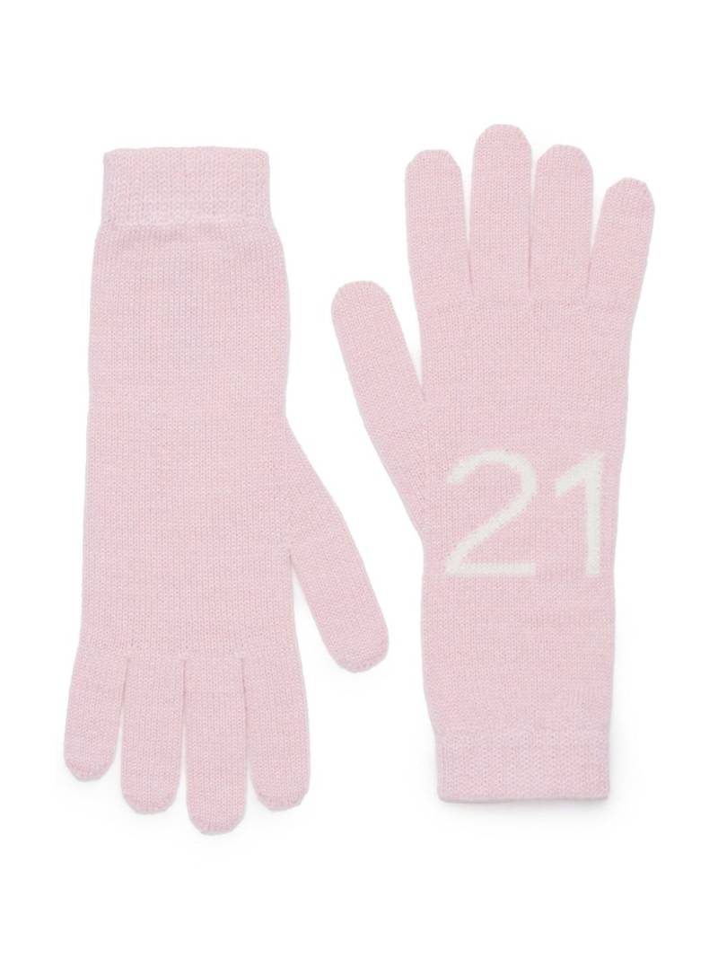 Nº21 Kids logo-intarsia gloves - Pink von Nº21 Kids