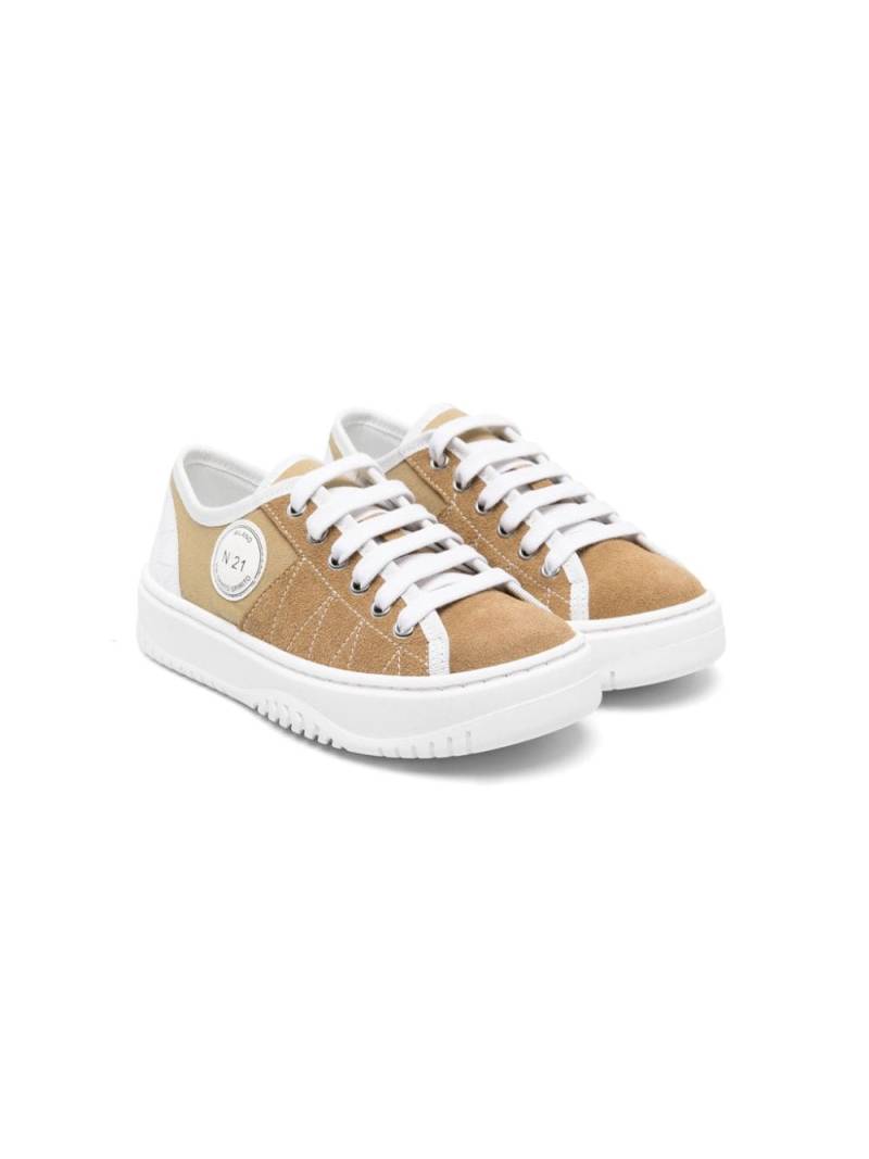 Nº21 Kids logo-patch canvas sneakers - Neutrals von Nº21 Kids