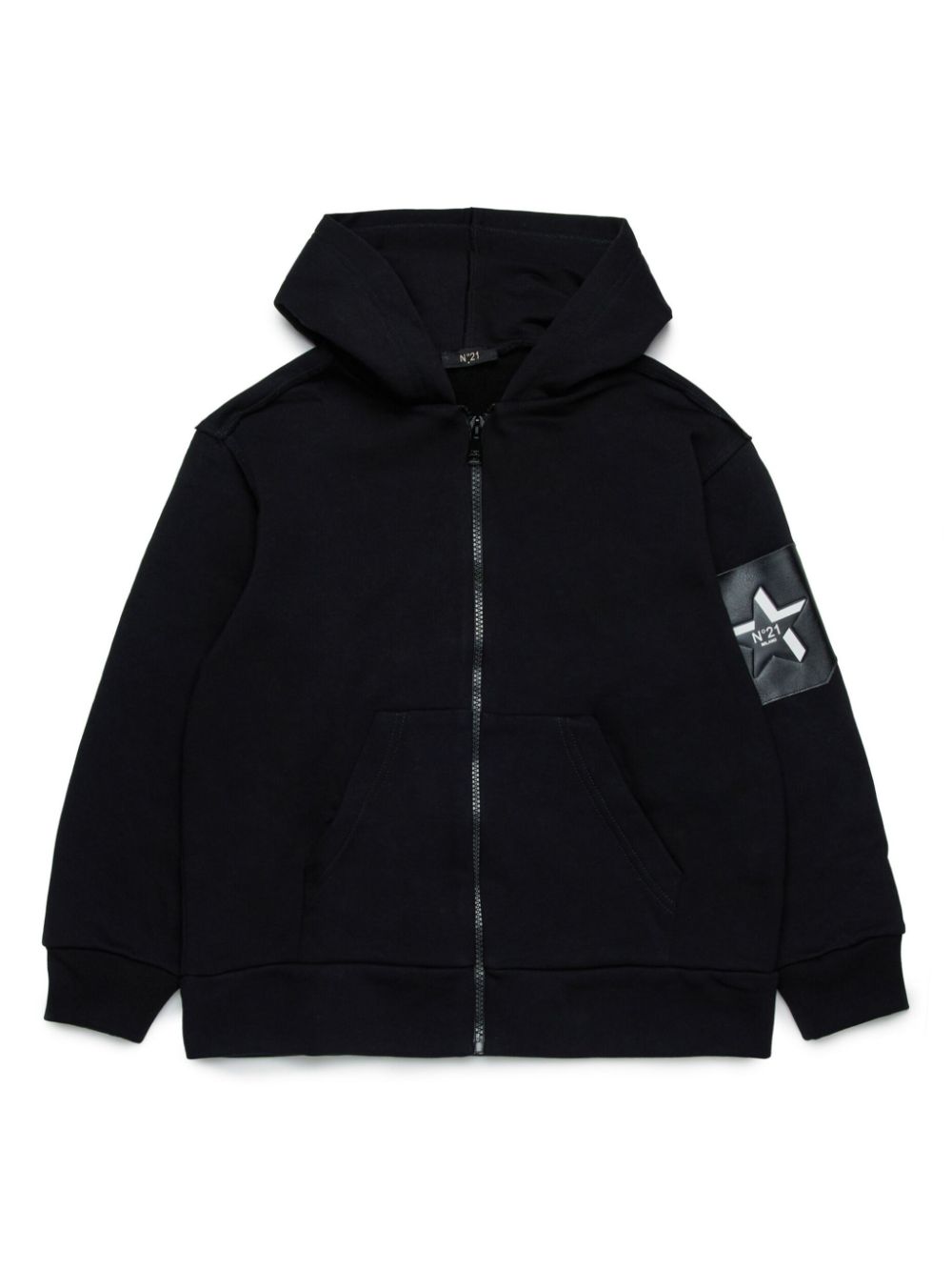 Nº21 Kids logo-patch hoodie - Black von Nº21 Kids