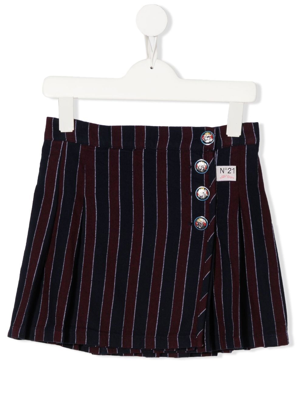 Nº21 Kids logo-patch striped mini skirt - Blue von Nº21 Kids