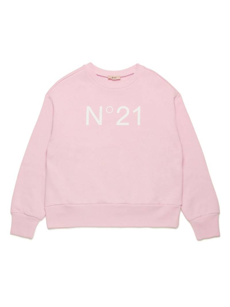 Nº21 Kids logo-print cotton sweatshirt - Pink von Nº21 Kids