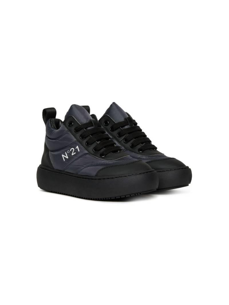 Nº21 Kids logo-print high-top sneakers - Black von Nº21 Kids