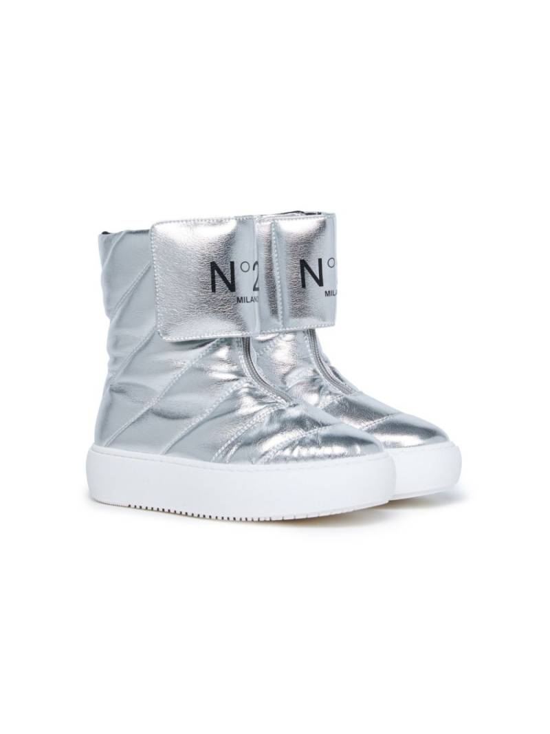 Nº21 Kids logo-print metallic snow boots - Silver von Nº21 Kids