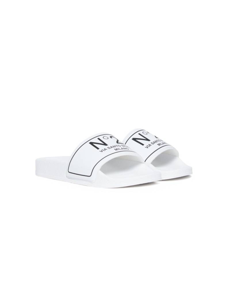 Nº21 Kids logo-print slides - White von Nº21 Kids