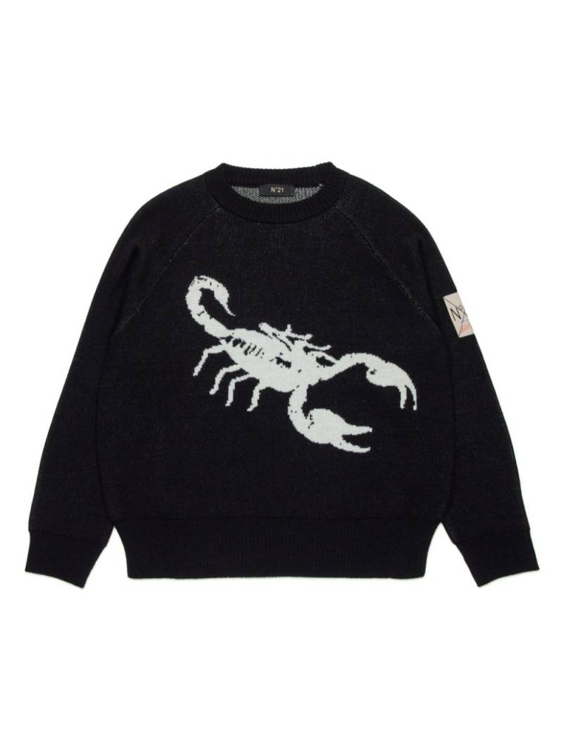 Nº21 Kids logo-print wool-blend jumper - Black von Nº21 Kids