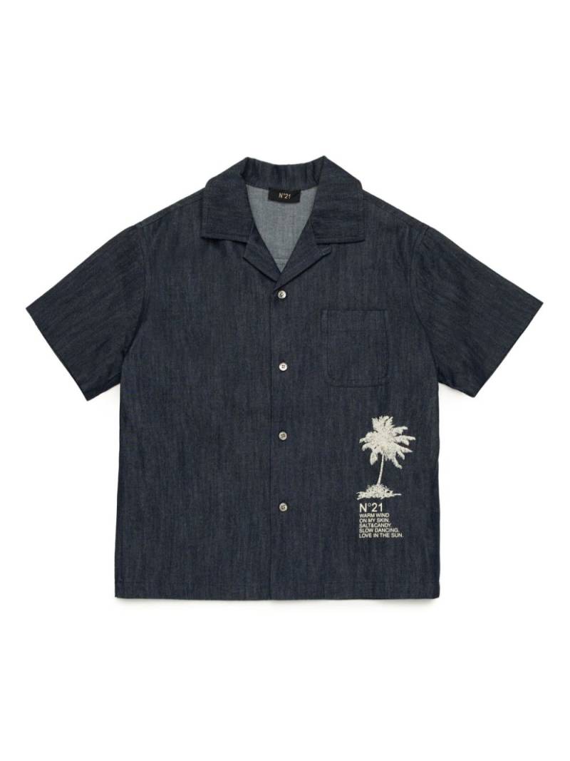 Nº21 Kids palm-tree-print shirt - Blue von Nº21 Kids