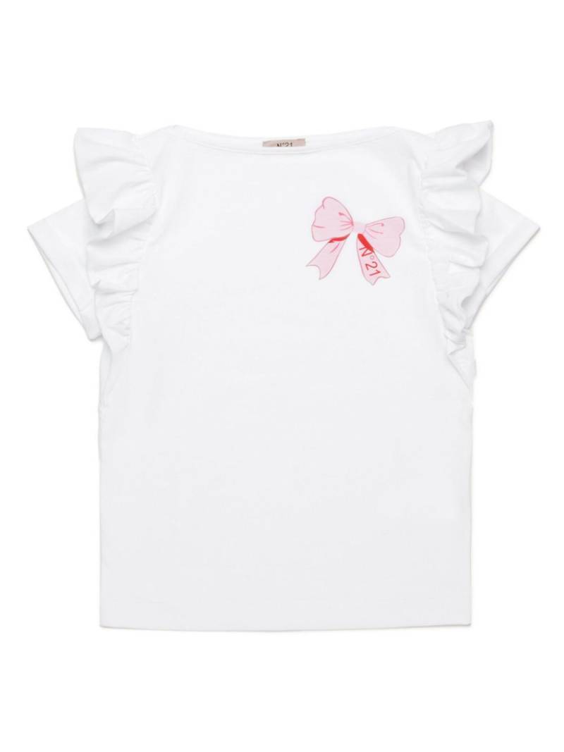 Nº21 Kids ruffle-detail cotton T-shirt - White von Nº21 Kids