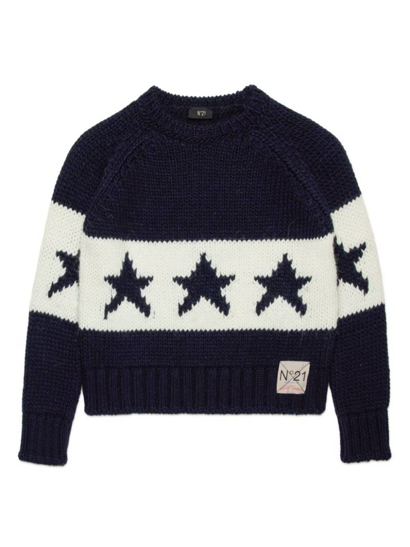 Nº21 Kids star intarsia-knit jumper - Blue von Nº21 Kids