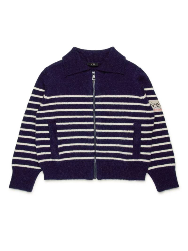 Nº21 Kids striped zip-up cardigan - Blue von Nº21 Kids