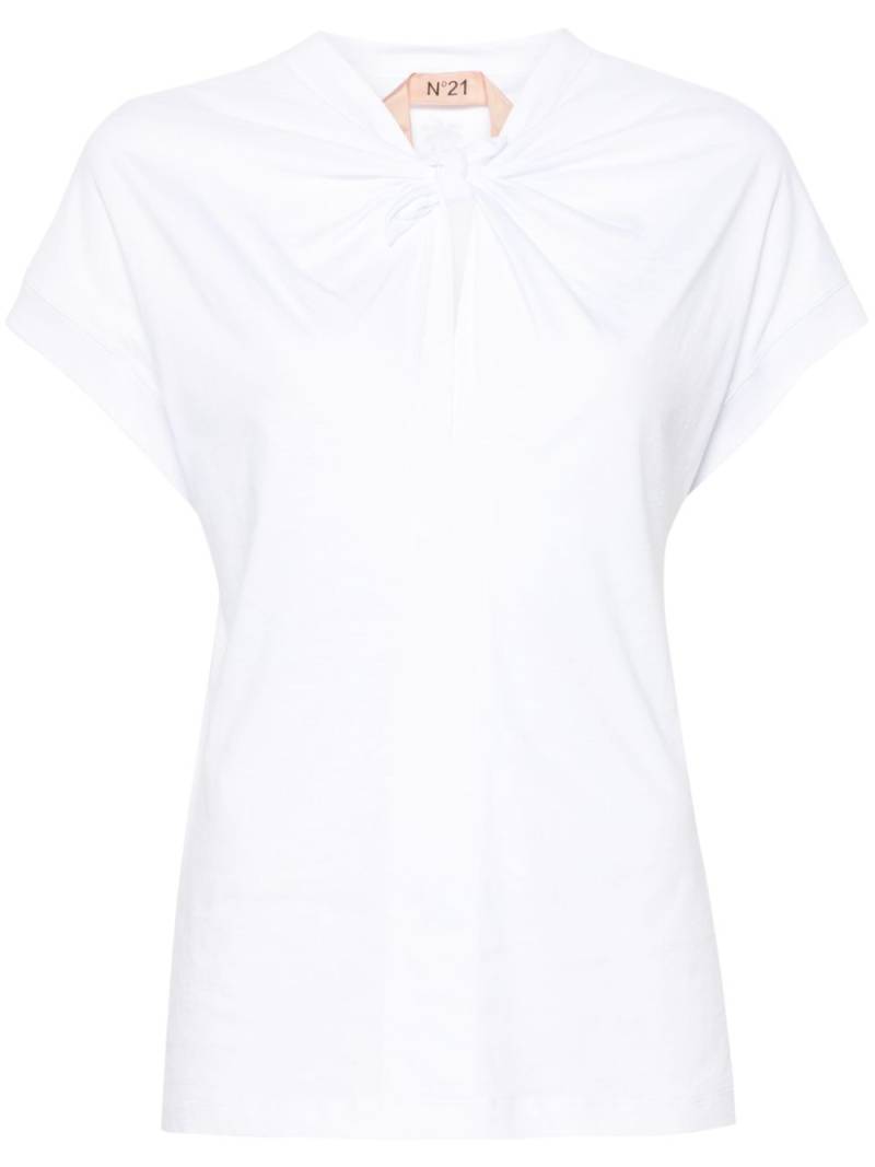 Nº21 5-D knotted cotton T-shirt - White von Nº21