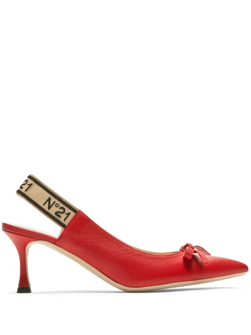 Nº21 60mm bow slingback pumps - Red von Nº21