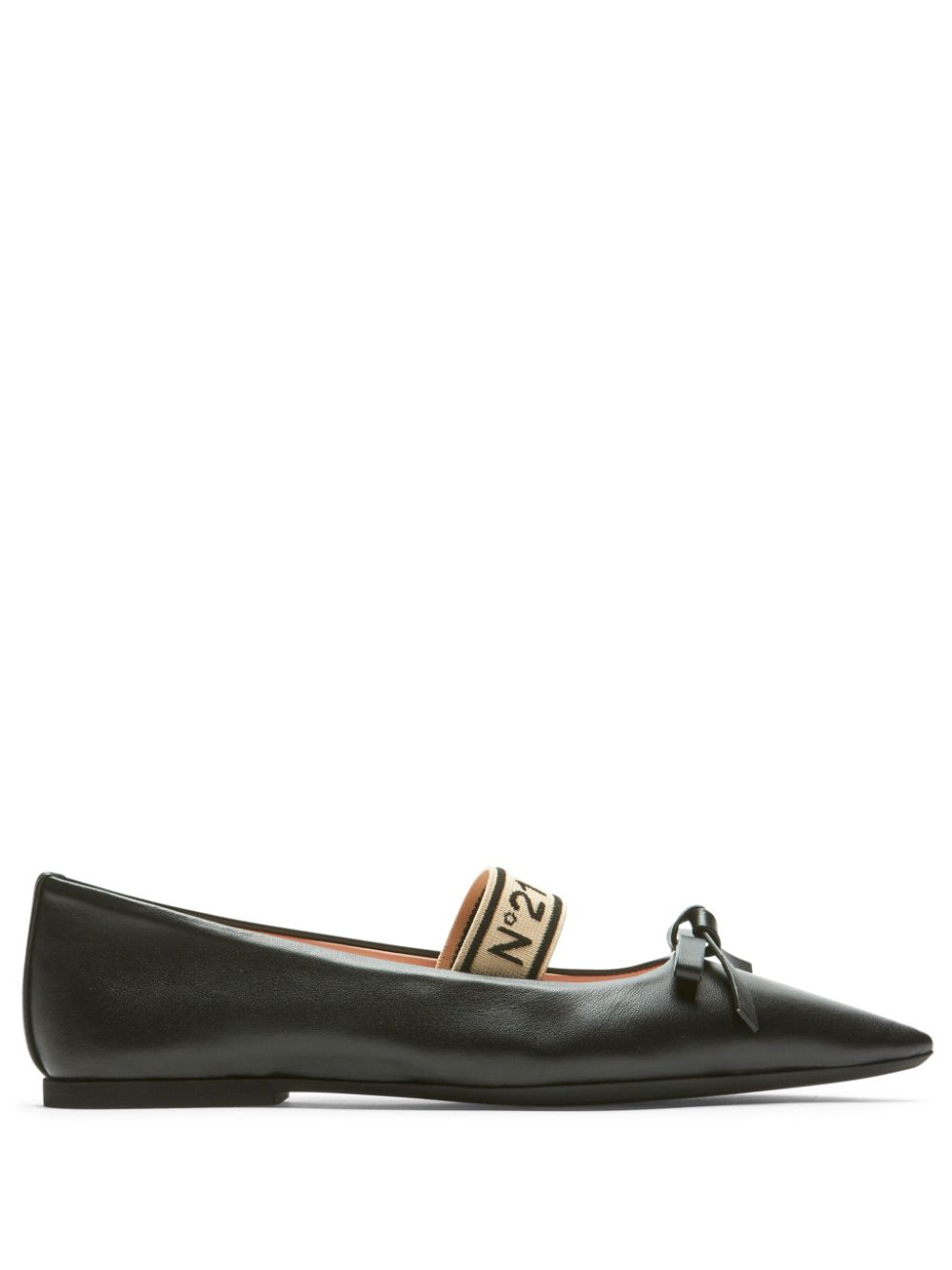 Nº21 bow leather ballerina shoes - Black von Nº21