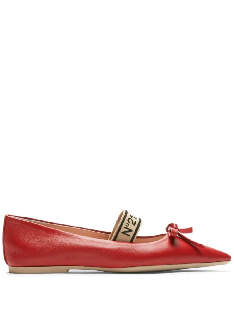 Nº21 bow leather ballerina shoes - Red von Nº21