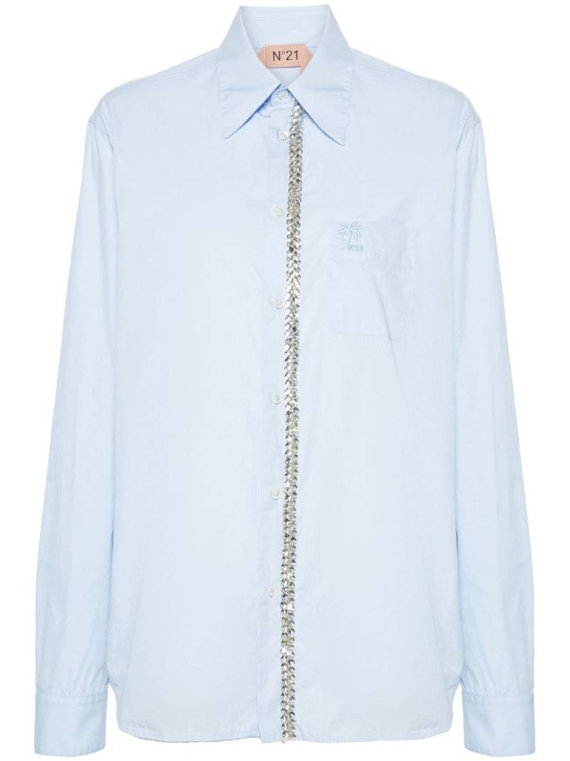 Nº21 crystal-embellished cotton shirt - Blue von Nº21