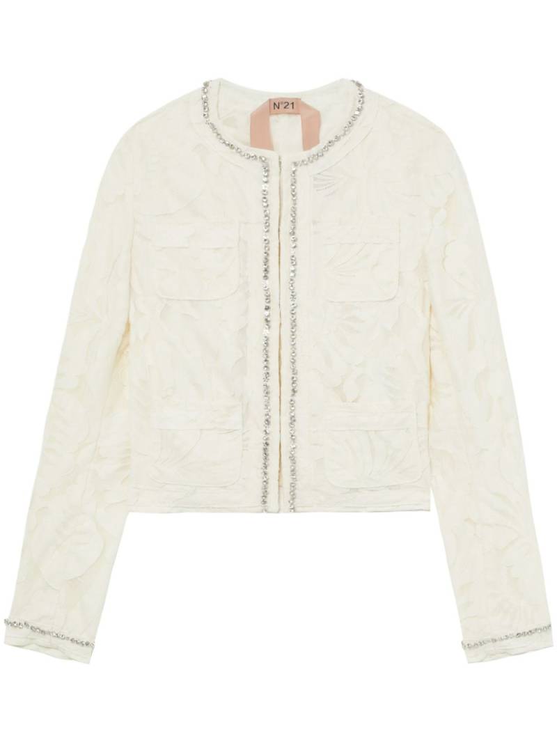 Nº21 crystal-embellished guipure lace jacket - White von Nº21