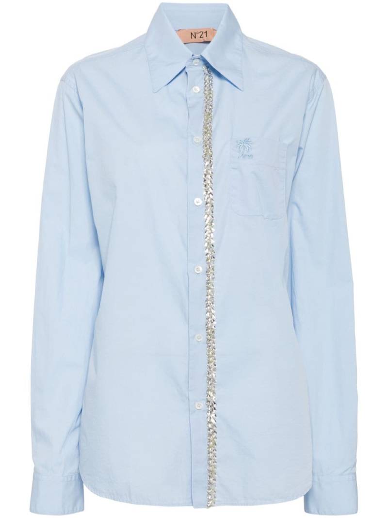 Nº21 crystal-embellished poplin shirt - Blue von Nº21