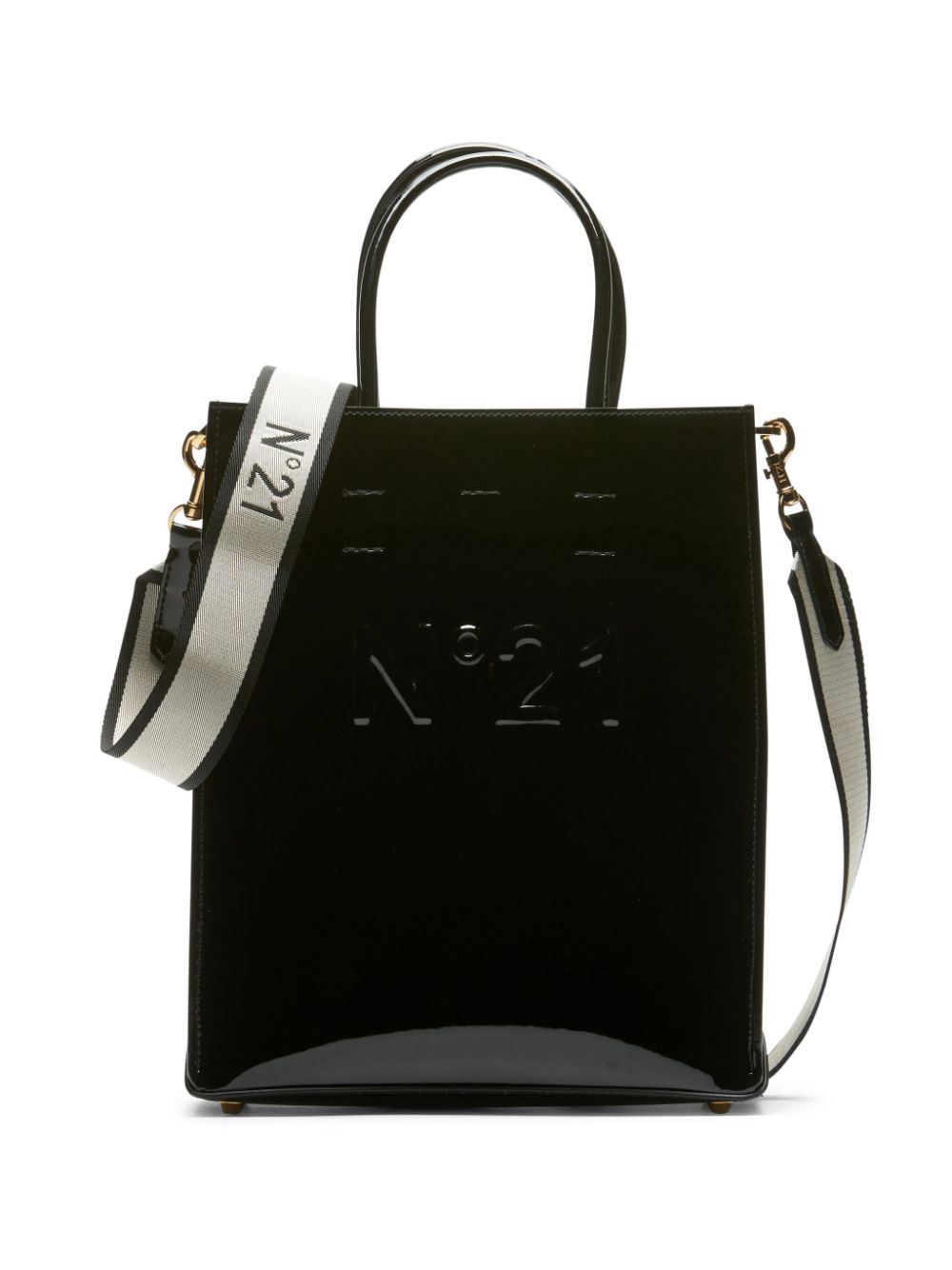 Nº21 embossed glossy tote bag - Black von Nº21