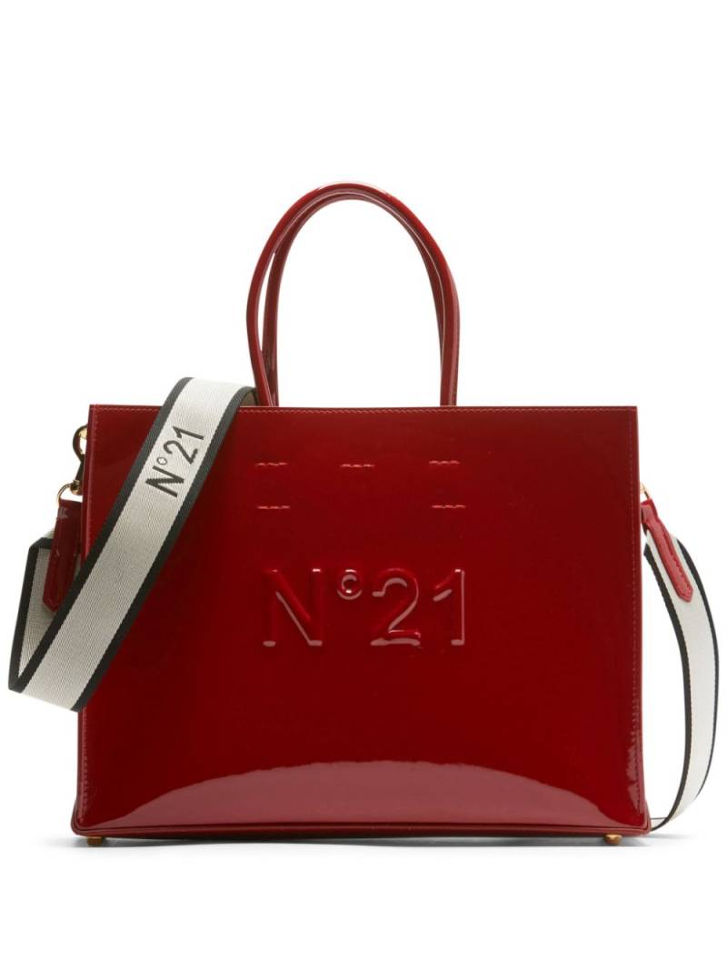 Nº21 embossed glossy tote bag - Red von Nº21