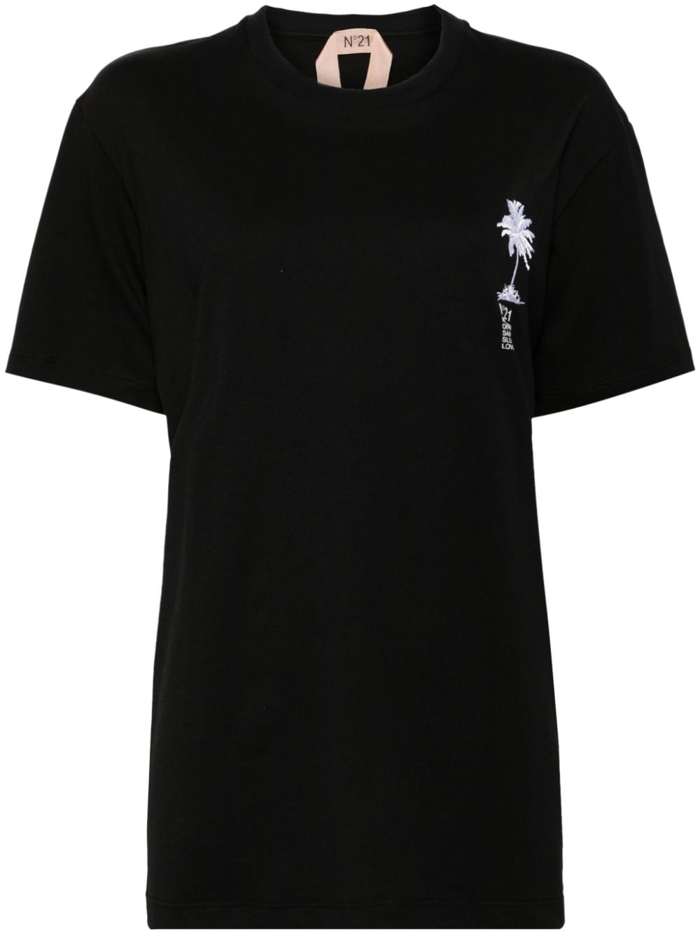 Nº21 logo-embroidered cotton T-shirt - Black von Nº21