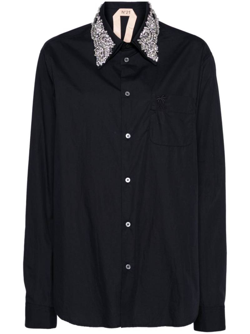 Nº21 logo-embroidered shirt - Black von Nº21