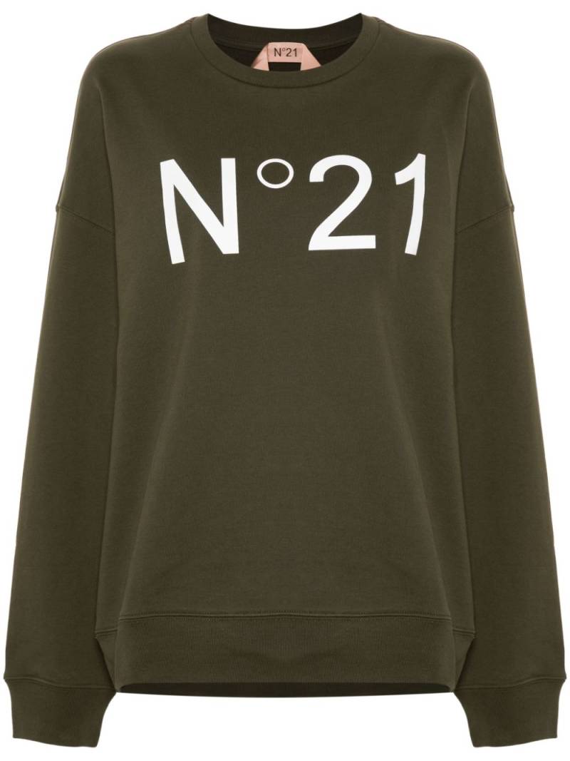 Nº21 logo-print sweatshirt - Green von Nº21