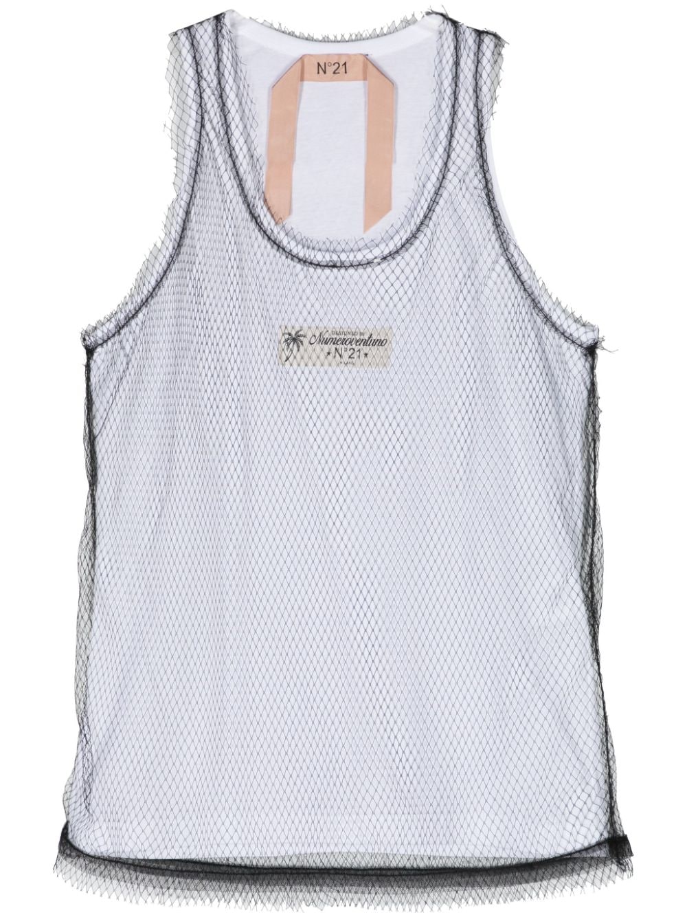 Nº21 mesh-overlay cotton tank top - White von Nº21