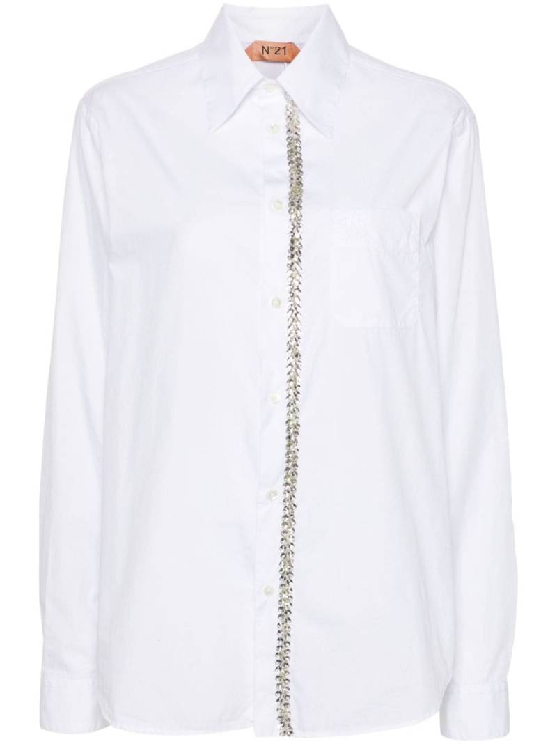 Nº21 rhinestone-embellished cotton shirt - White von Nº21