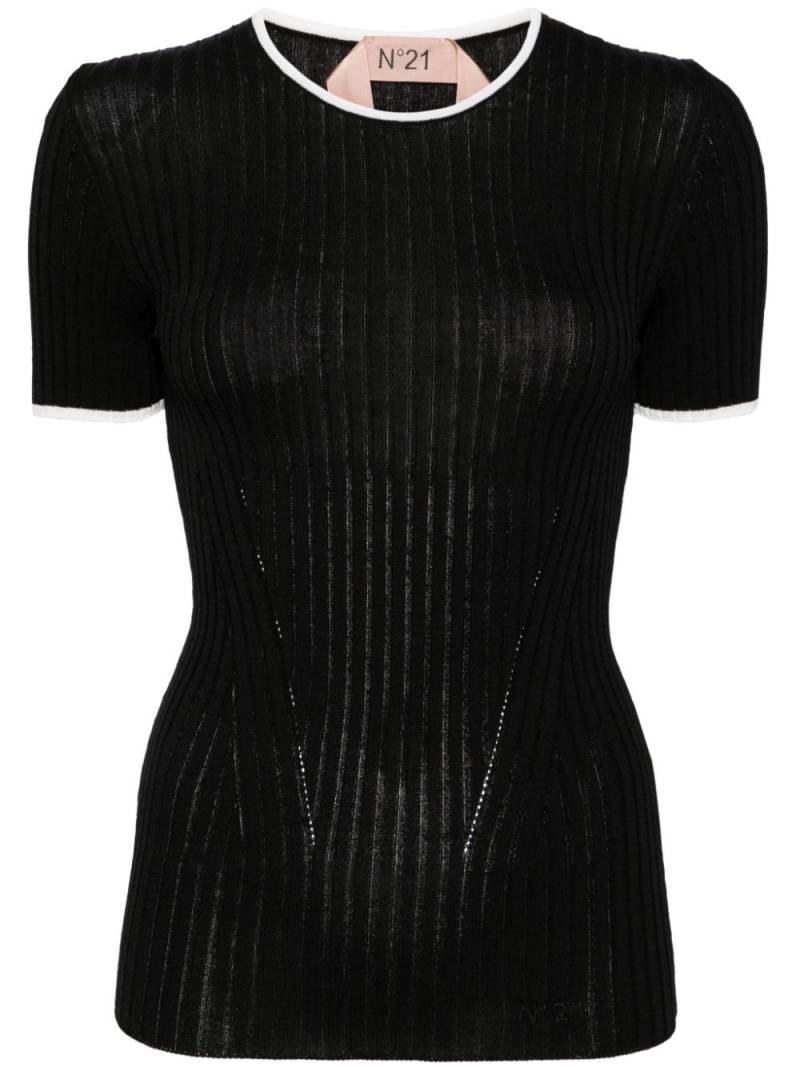 Nº21 ribbed-knit T-shirt - Black von Nº21