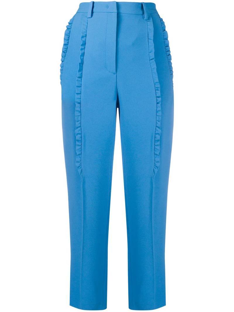 Nº21 ruffle-trimmed cropped cigarette trousers - Blue von Nº21