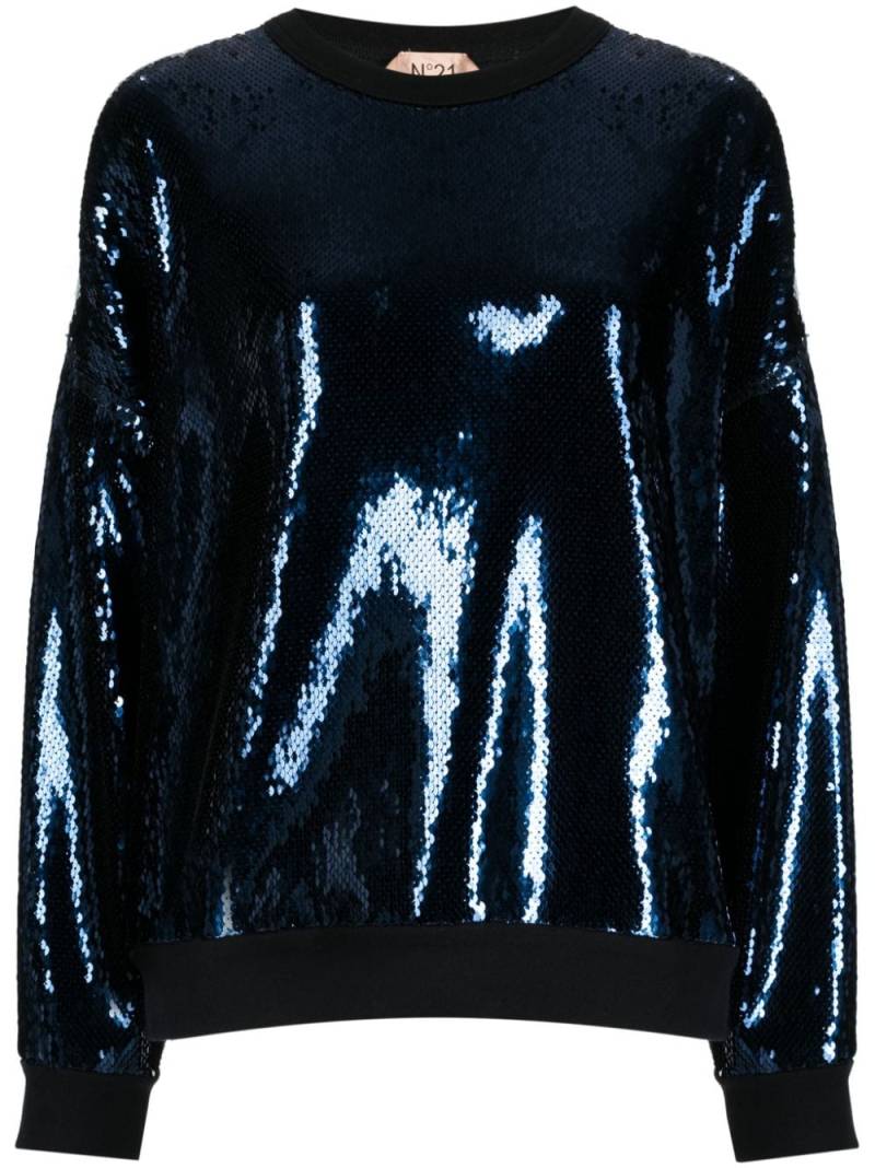 Nº21 sequin crew-neck sweatshirt - Blue von Nº21