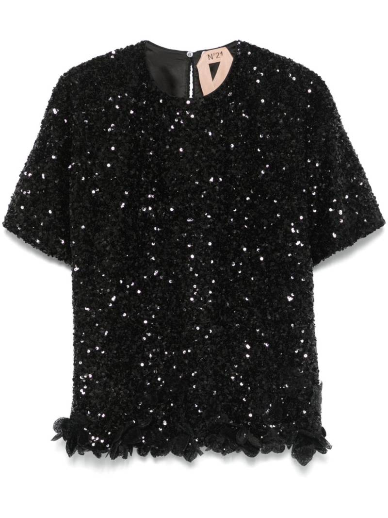 Nº21 sequinned top - Black von Nº21