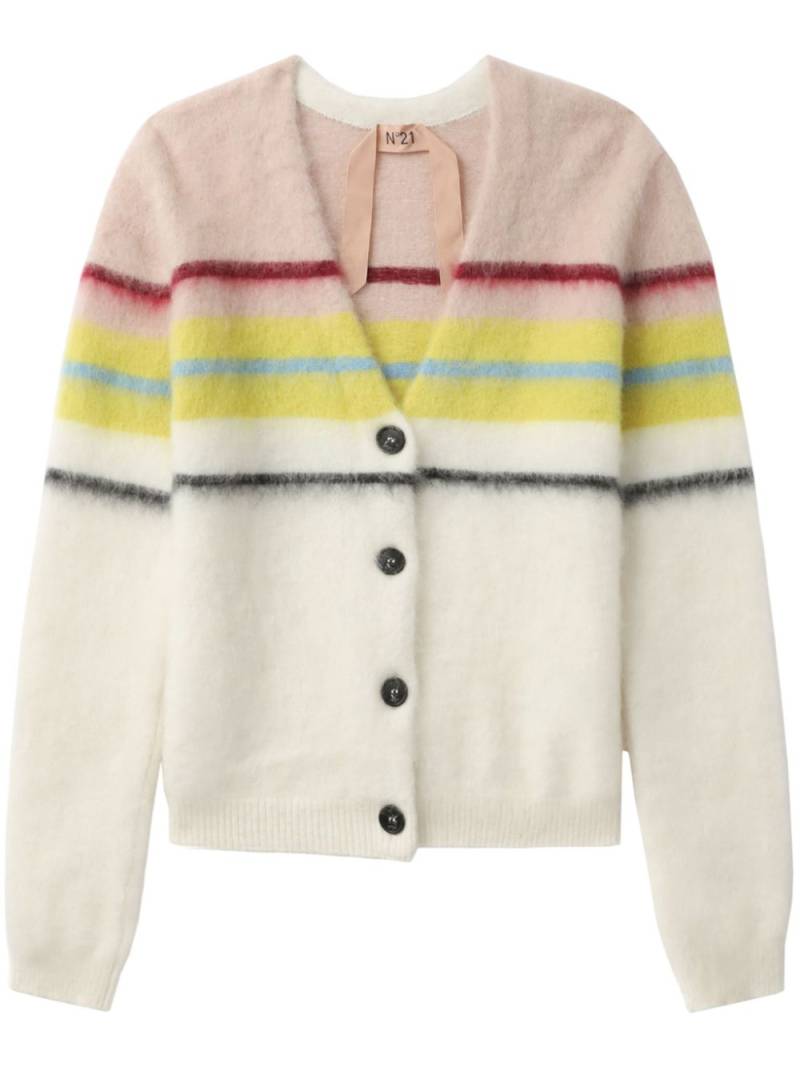 Nº21 striped cardigan - White von Nº21