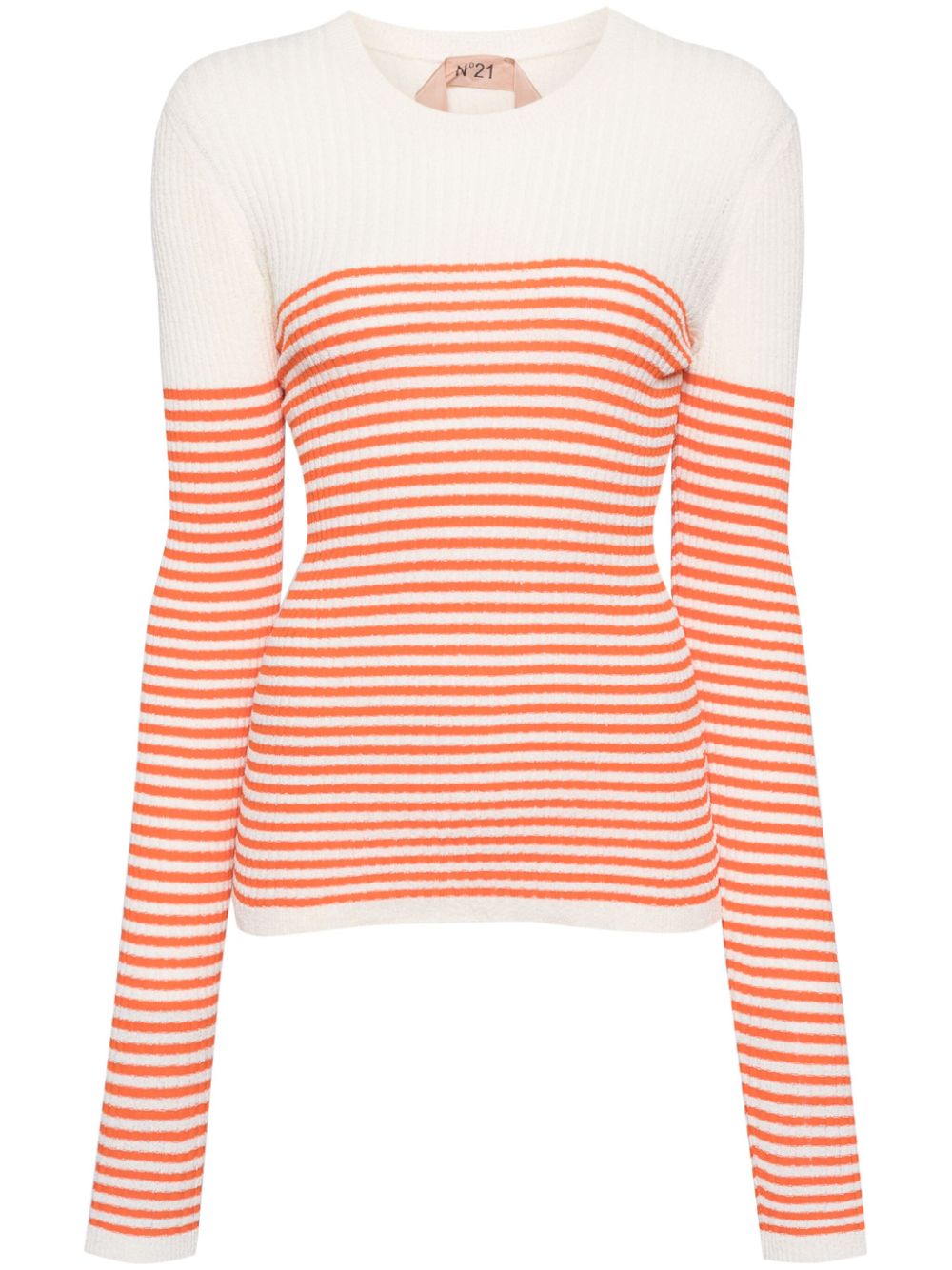 Nº21 striped crew-neck jumper - White von Nº21