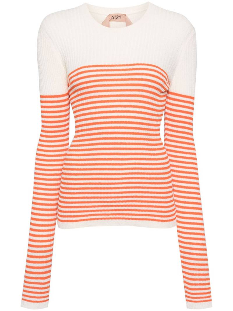 Nº21 striped crew-neck jumper - White von Nº21