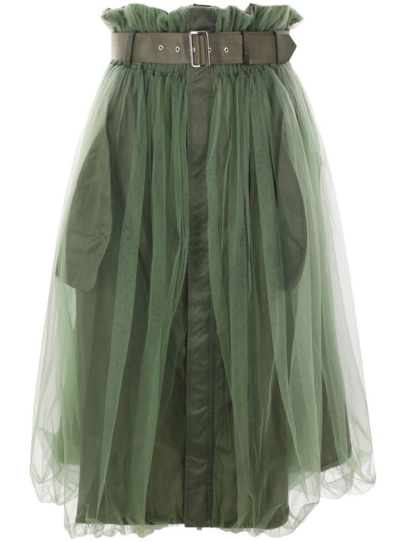 Noir Kei Ninomiya belted tulle skirt - Green von Noir Kei Ninomiya