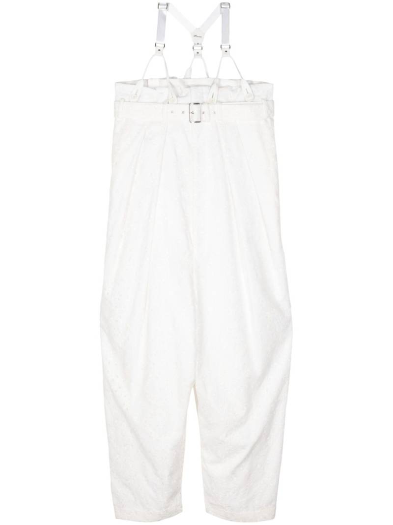 Noir Kei Ninomiya broderie-anglaise cotton dungarees - White von Noir Kei Ninomiya