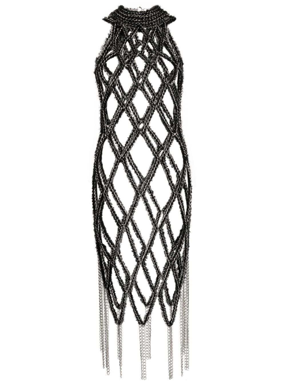 Noir Kei Ninomiya faux-fur chain dress - Black von Noir Kei Ninomiya