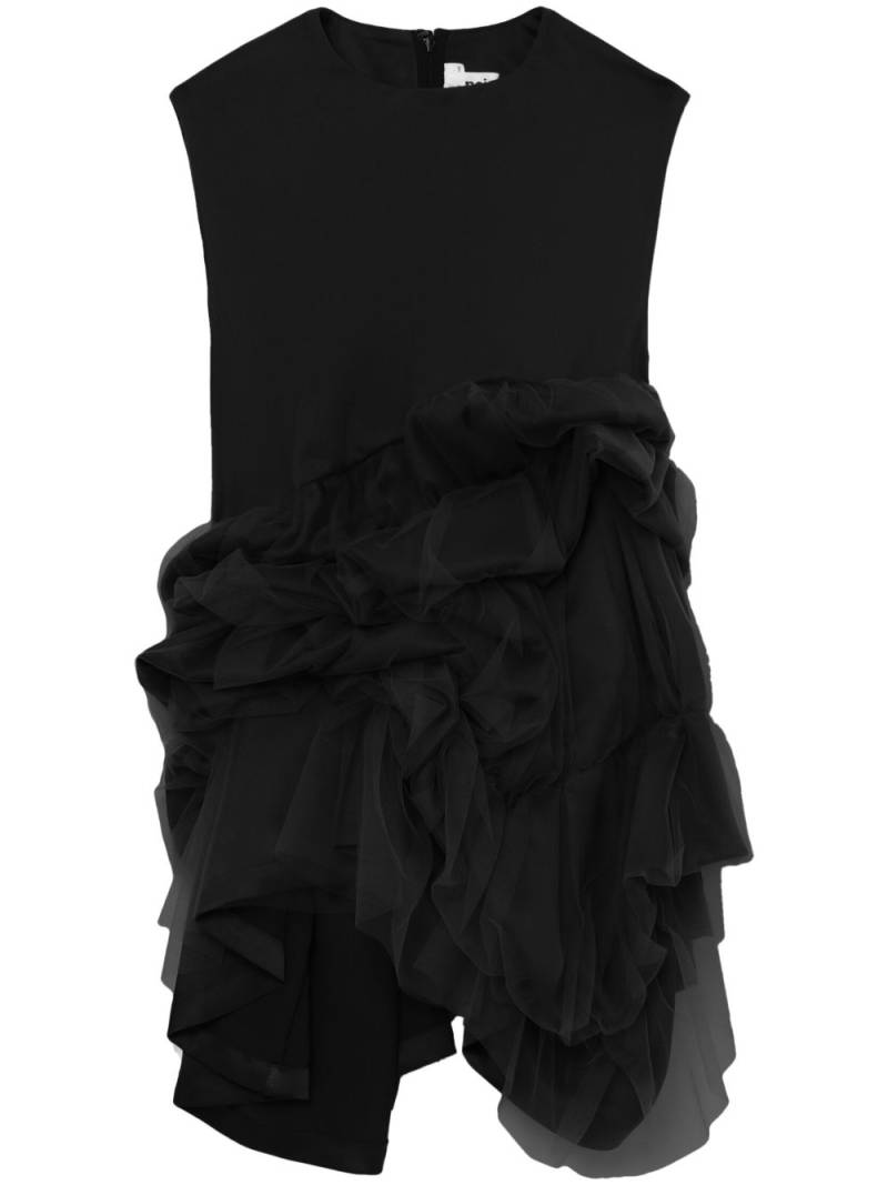 Noir Kei Ninomiya gathered tulle-panelled top - Black von Noir Kei Ninomiya