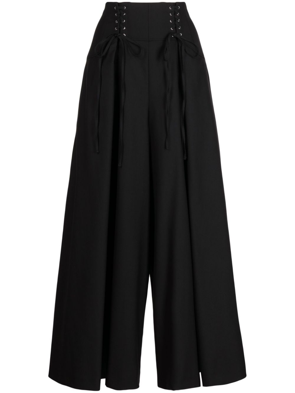 Noir Kei Ninomiya lace-up wool palazzo pants - Black von Noir Kei Ninomiya