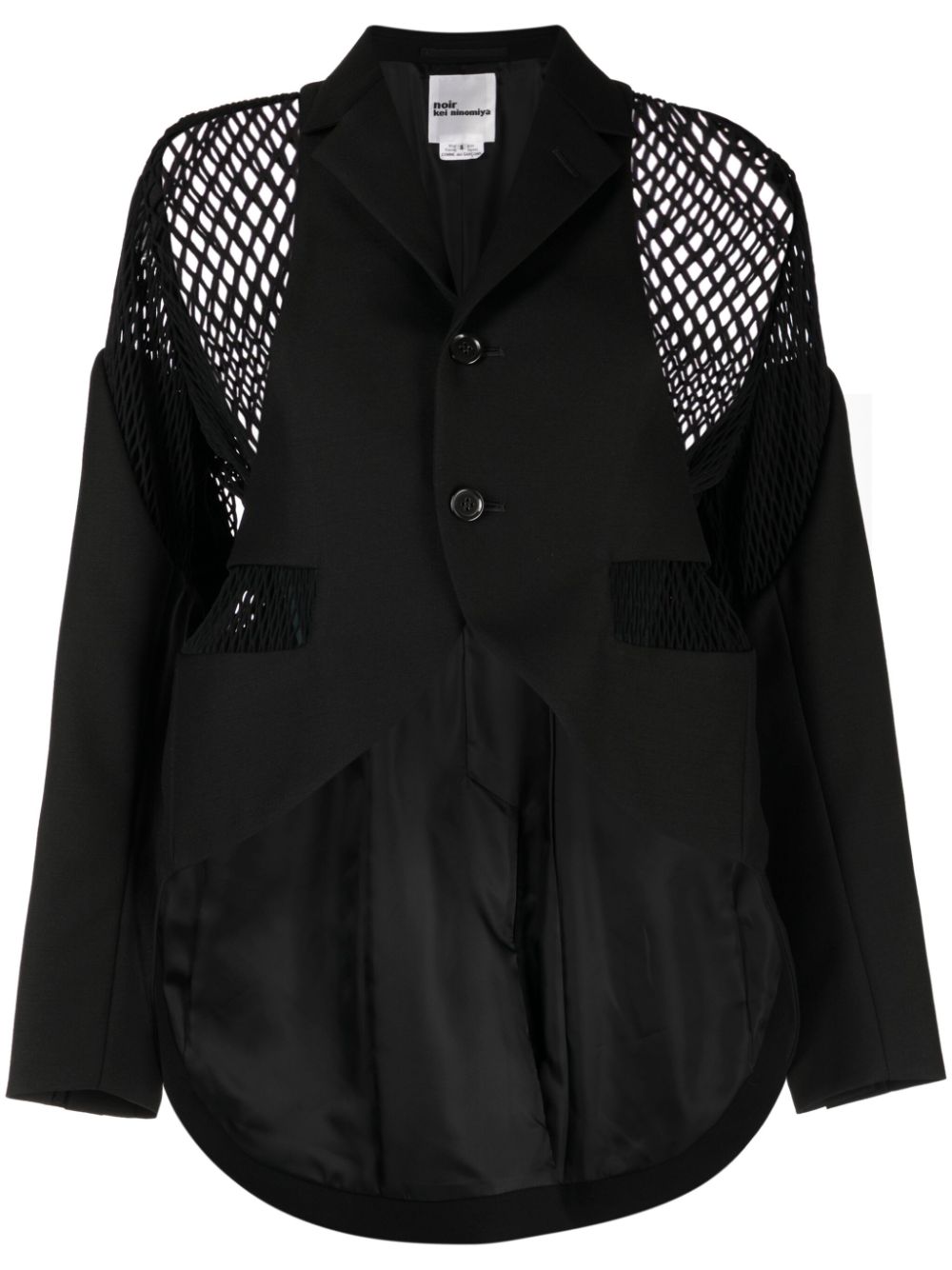 Noir Kei Ninomiya mesh-panelling single-breasted blazer - Black von Noir Kei Ninomiya