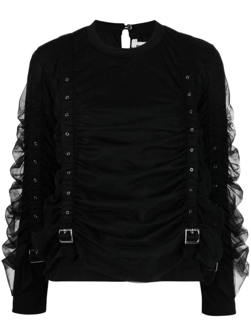 Noir Kei Ninomiya panelled buckled cotton blouse - Black von Noir Kei Ninomiya