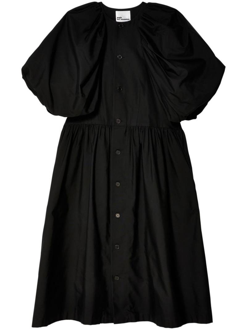 Noir Kei Ninomiya pleated puff-sleeve cotton dress - Black von Noir Kei Ninomiya