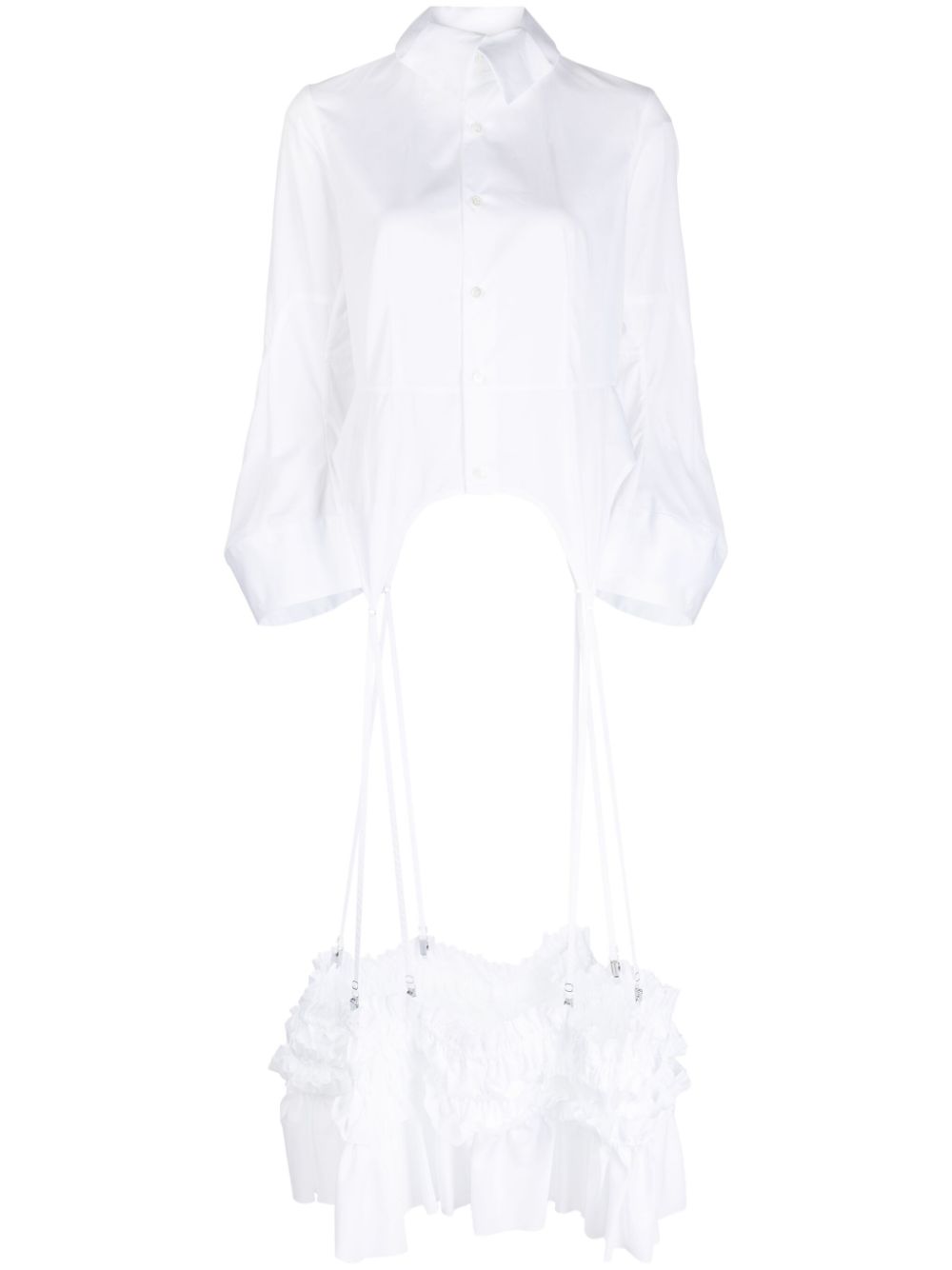 Noir Kei Ninomiya ruffled cotton garter shirt - White von Noir Kei Ninomiya