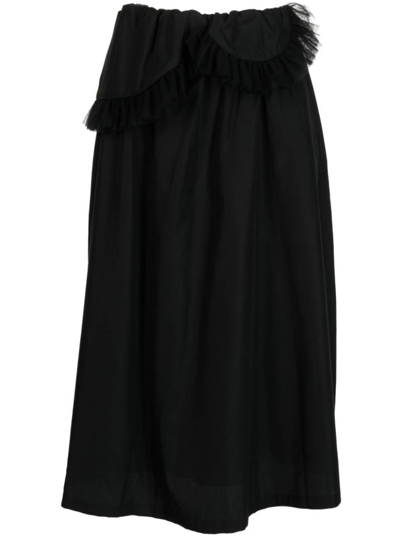 Noir Kei Ninomiya tulle-trim straight skirt - Black von Noir Kei Ninomiya