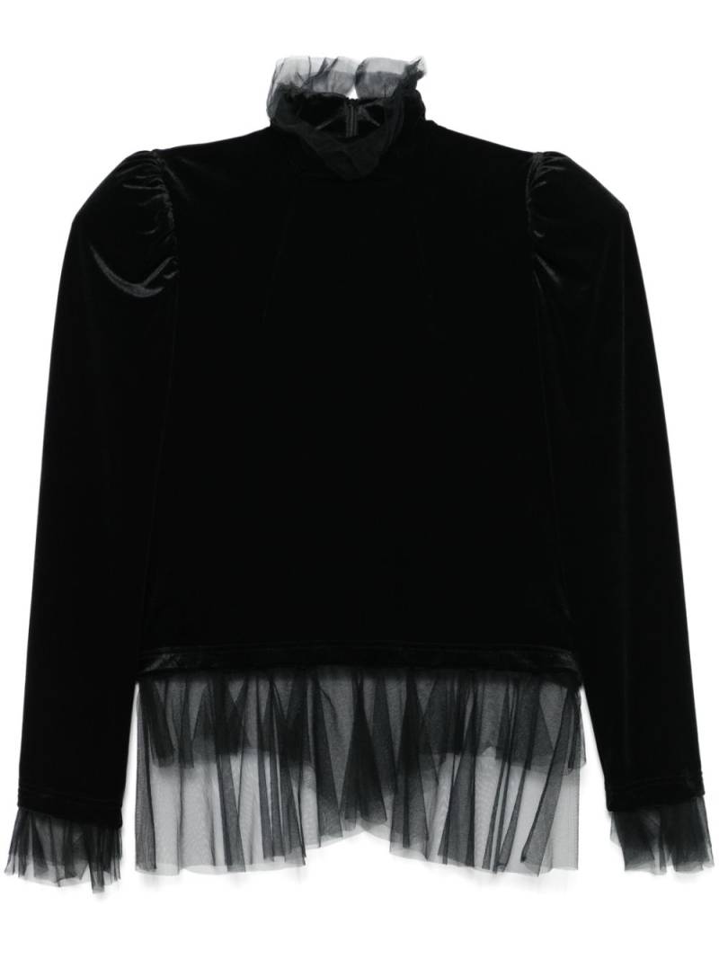 Noir Kei Ninomiya tulle-trim top - Black von Noir Kei Ninomiya