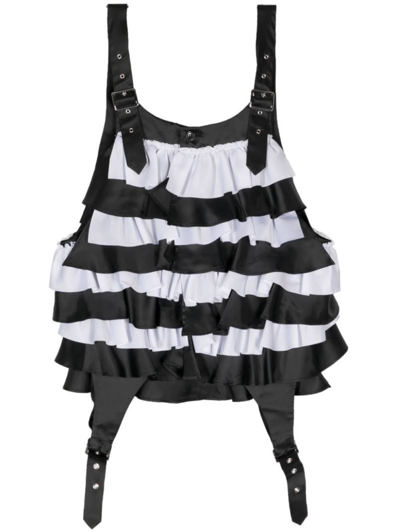 Noir Kei Ninomiya two-tone ruffled top - Black von Noir Kei Ninomiya