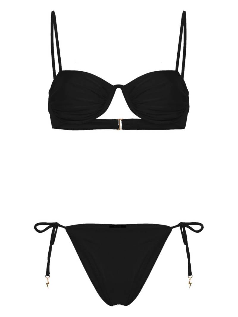 Noire Swimwear Monowire satin bikini set - Black von Noire Swimwear