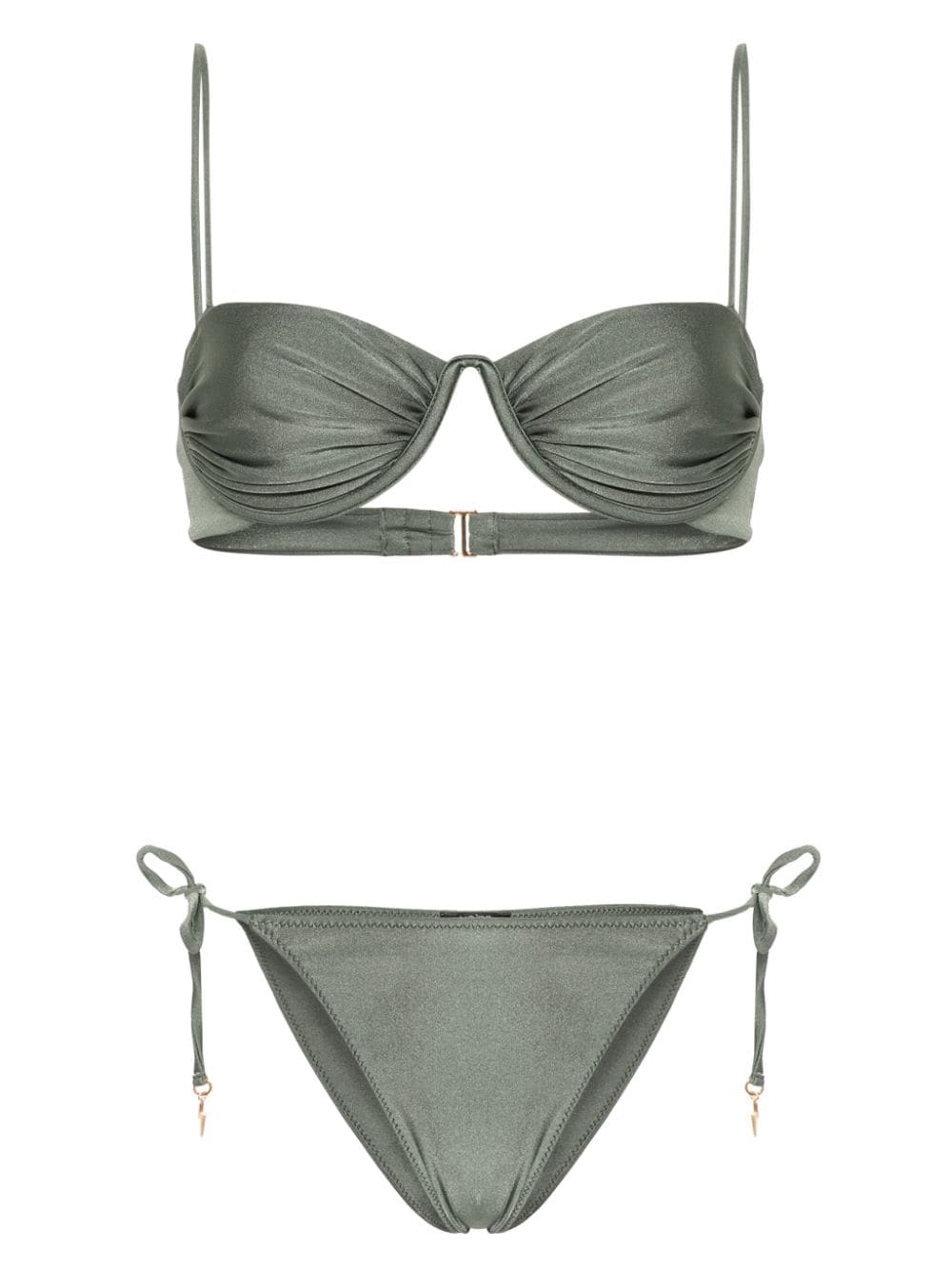 Noire Swimwear Monowire satin bikini set - Green von Noire Swimwear